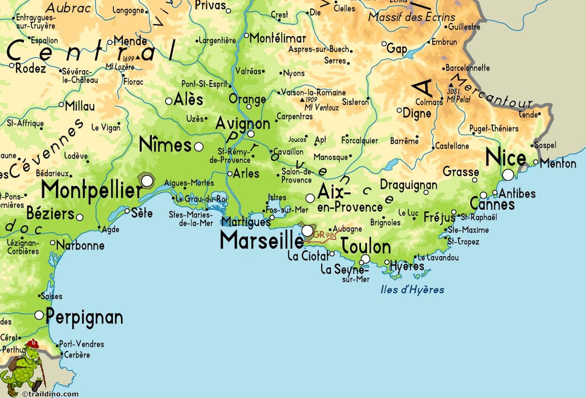 map of Marseille and surrounding area